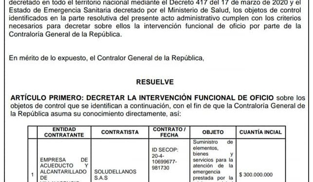 Contralor General asume investigación de contrato firmado por la gobernación del Chocó