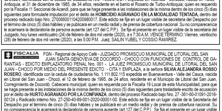 Edictos Fiscalía