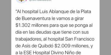 $ 2.009 millones para el Hospital de Quibdó