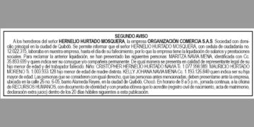 Edicto. Segundo aviso.