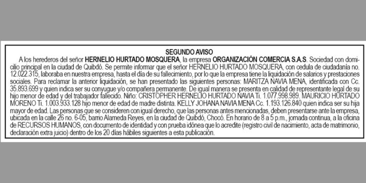 Edicto. Segundo aviso.