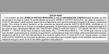Edicto, tercer aviso, Hernelio Hurtado