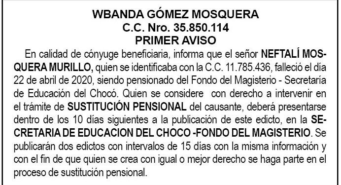 Edicto 1 Wbanda Gómez Mosquera