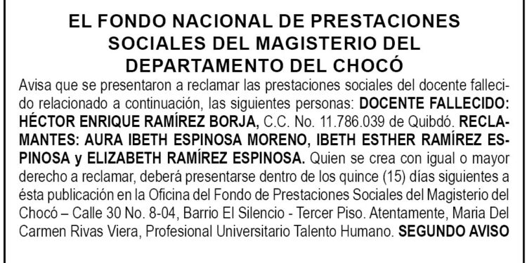 Edicto 2 aviso Héctor Enrique Ramírez Borja