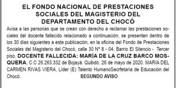 Edicto 2 aviso María de la Cruz Barco Mosquera