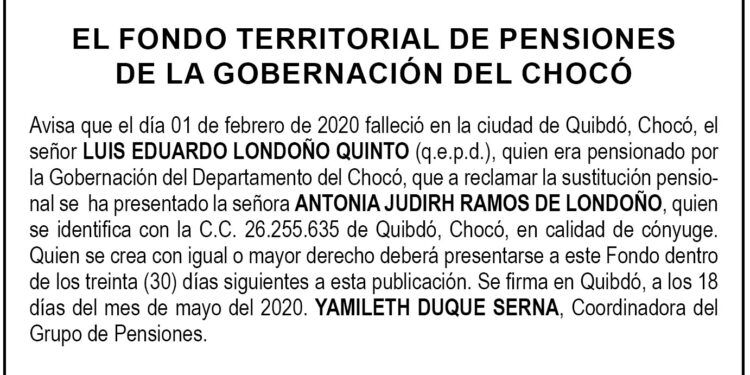 Edicto Luis Eduardo Londoño Quinto