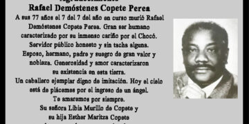 Agradecimiento. Rafael Demóstenes Copete Perea.