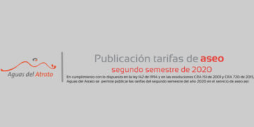 Aguas del Atrato. Tarifas de aseo segundo semestre de 2020.