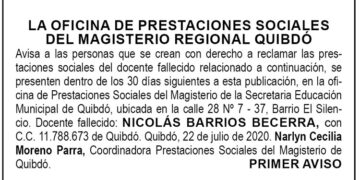 Edicto 1 aviso Nicolás Barrios Becerra