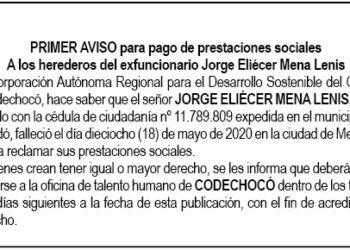Edicto 1er aviso Jorge Eliécer Mena Lenis