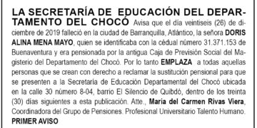 Edicto 1er aviso Doris Alina Mena Mayo