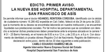 Edicto 1 aviso Heandel Rentería Córdoba