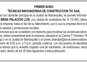 Edicto 1 aviso MENA PALACIOS, LUIS