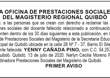 Edicto 1 aviso Yenny Cañada Pino