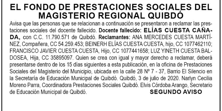 Edicto 2 aviso Elías Cuesta Cañada