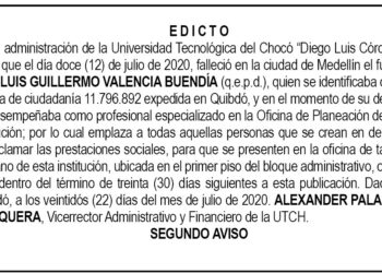 Edicto 2 Aviso Luis Guillermo Valencia Buendía