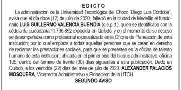 Edicto 2 Aviso Luis Guillermo Valencia Buendía
