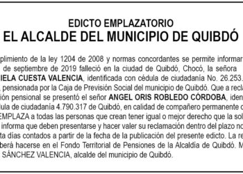 Edicto María Ezequiela Cuesta Valencia