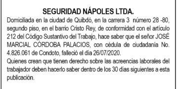 Edicto Marcial Córdoba Palacios