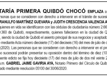 Edicto Ranulfo Martínez Guevara y Judith Crescencia Valencia Asprilla