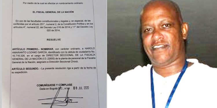 Harold Lozano García, nuevo fiscal del Chocó