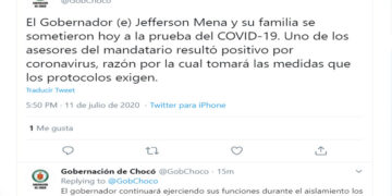 Gobernador (E) del Chocó en aislamiento 14 días