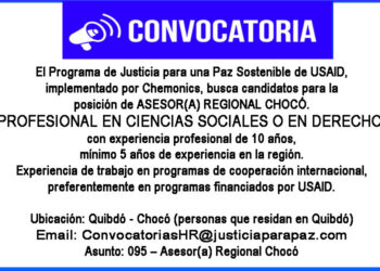 Convocatoria para la posición de Asesor(a) Regional Chocó.