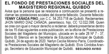 Edicto 2 aviso Yenny Cañada Pino