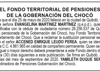 Edicto 1 aviso Evangelina Martínez Martínez