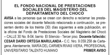 Edicto 1er aviso César Darío Ortega Marulanda