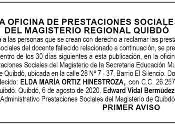 Edicto 1 aviso Elda María Ortiz Hinestroza
