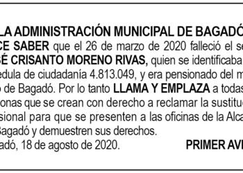Edicto 1er. aviso José Crisanto Moreno Rivas