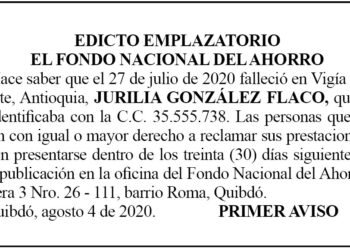 Edicto 1er. aviso Jurilia González Flaco