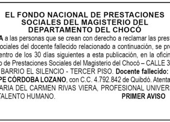 Edicto 1er. aviso Luis Felipe Córdoba Lozano