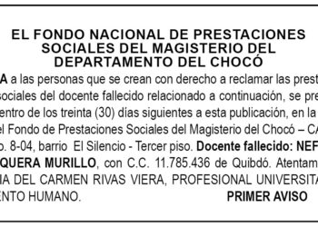 Edicto 1 aviso Neftalí Mosquera Murillo