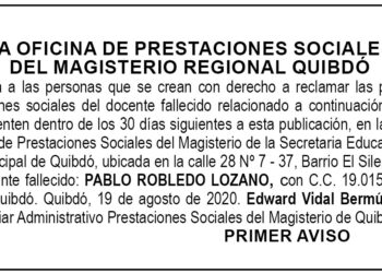 Edicto 1er. aviso Pablo Robledo Lozano
