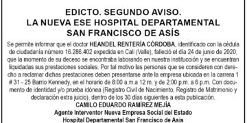 Edicto 2do aviso Heandel Rentería Córdoba