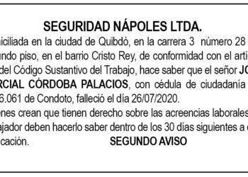 Edicto 2 aviso José Marcial Córdoba Palacios