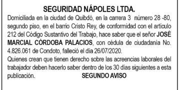 Edicto 2 aviso José Marcial Córdoba Palacios
