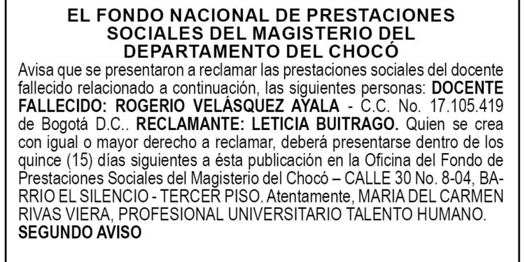 Edicto 2 aviso Rogerio Velásquez Ayala