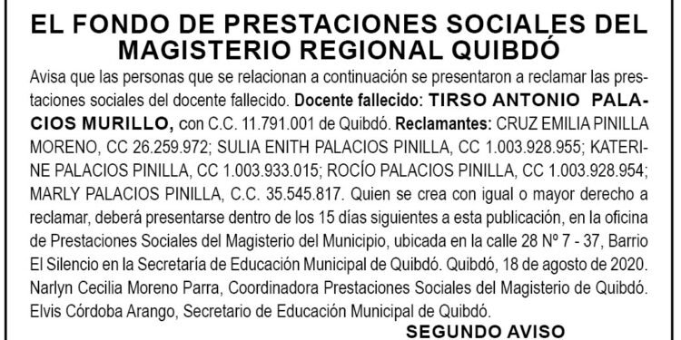 Edicto 2 aviso Tirso Antonio Palacios Murillo