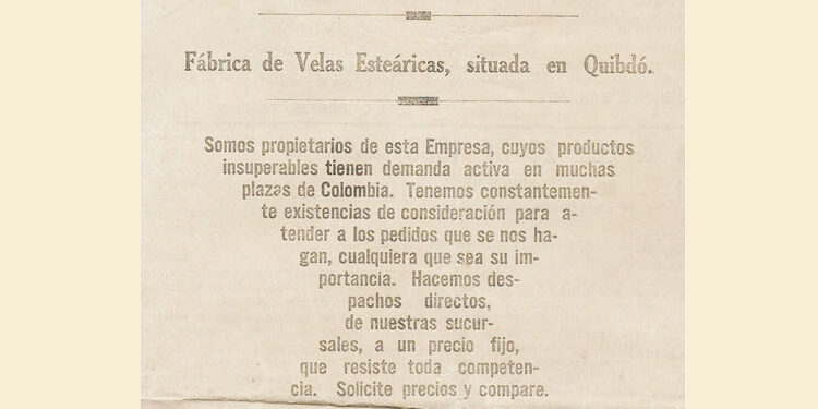 Quibdó 1924. Fábrica de velas