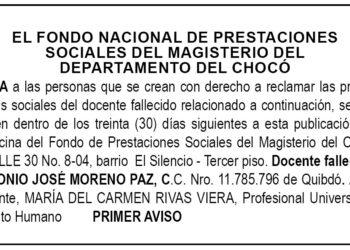 Edicto 1er. aviso Antonio José Moreno Paz