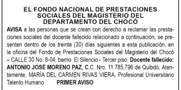Edicto 1er. aviso Antonio José Moreno Paz