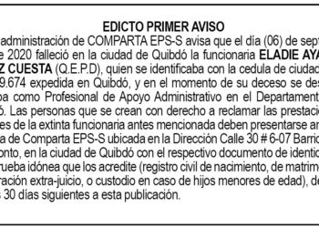 Edicto 1er. aviso Eladie Ayadie Ortiz Cuesta