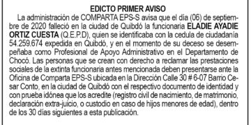 Edicto 1er. aviso Eladie Ayadie Ortiz Cuesta