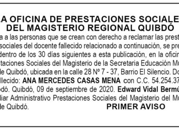 Edicto 1er aviso Ana Mercedes Casas Mena