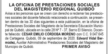Edicto 1er aviso César Emilio Córdoba Moreno