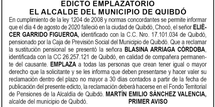 Edicto 1er aviso Eliécer Garrido Figueroa