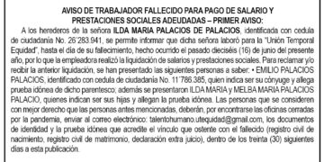 Edicto 1er aviso Ilda María Palacios de Palacios